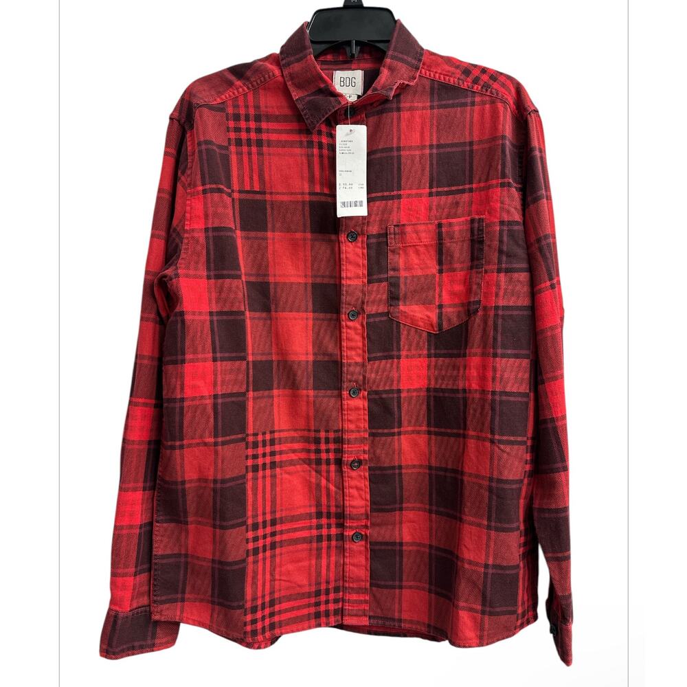 Urban Outfitters Red Buffalo Plaid Checked Flannel Button Down Shirt Men's Small